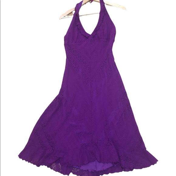 Betsey Johnson Dresses & Skirts - Vintage Betsy Johnson New York Fuchsia Purple Lacey Halter Dress